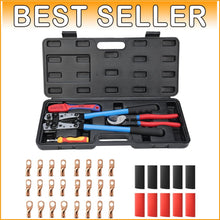 Load image into Gallery viewer, All-in-One Battery Cable Crimper &amp; Stripper with Carrying Case - 34 Piece Set