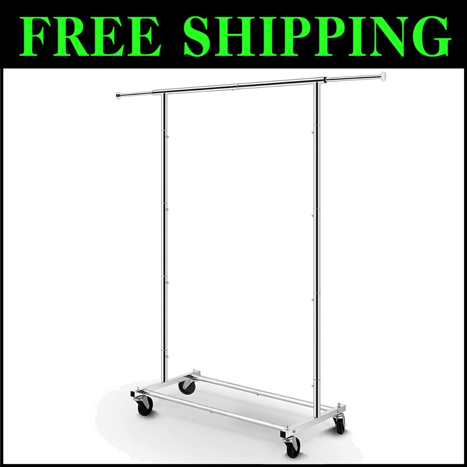 Space-Saving Rolling Clothes Rack with Durable Chrome Finish - 150 lbs Capacity