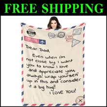 Load image into Gallery viewer, Soft Flannel Fleece Throw Blanket for Dad - I Love You Letter Print - 70x50