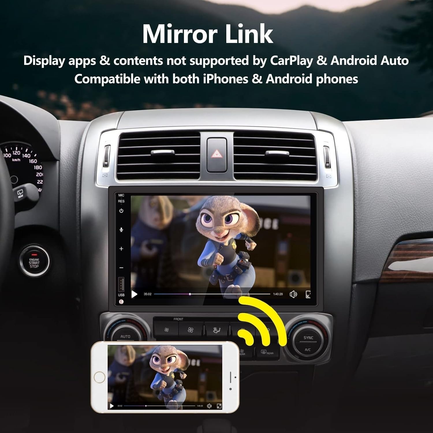 Advanced Double Din Car Stereo with Wireless CarPlay & Superior Sound Quality