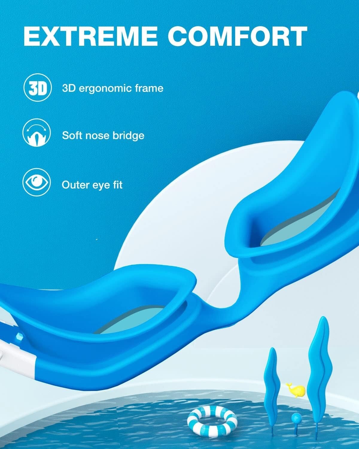 2 Pack Kids Swim Goggles with Enhanced UV & Anti-Fog Vision - Fun Styles Inside