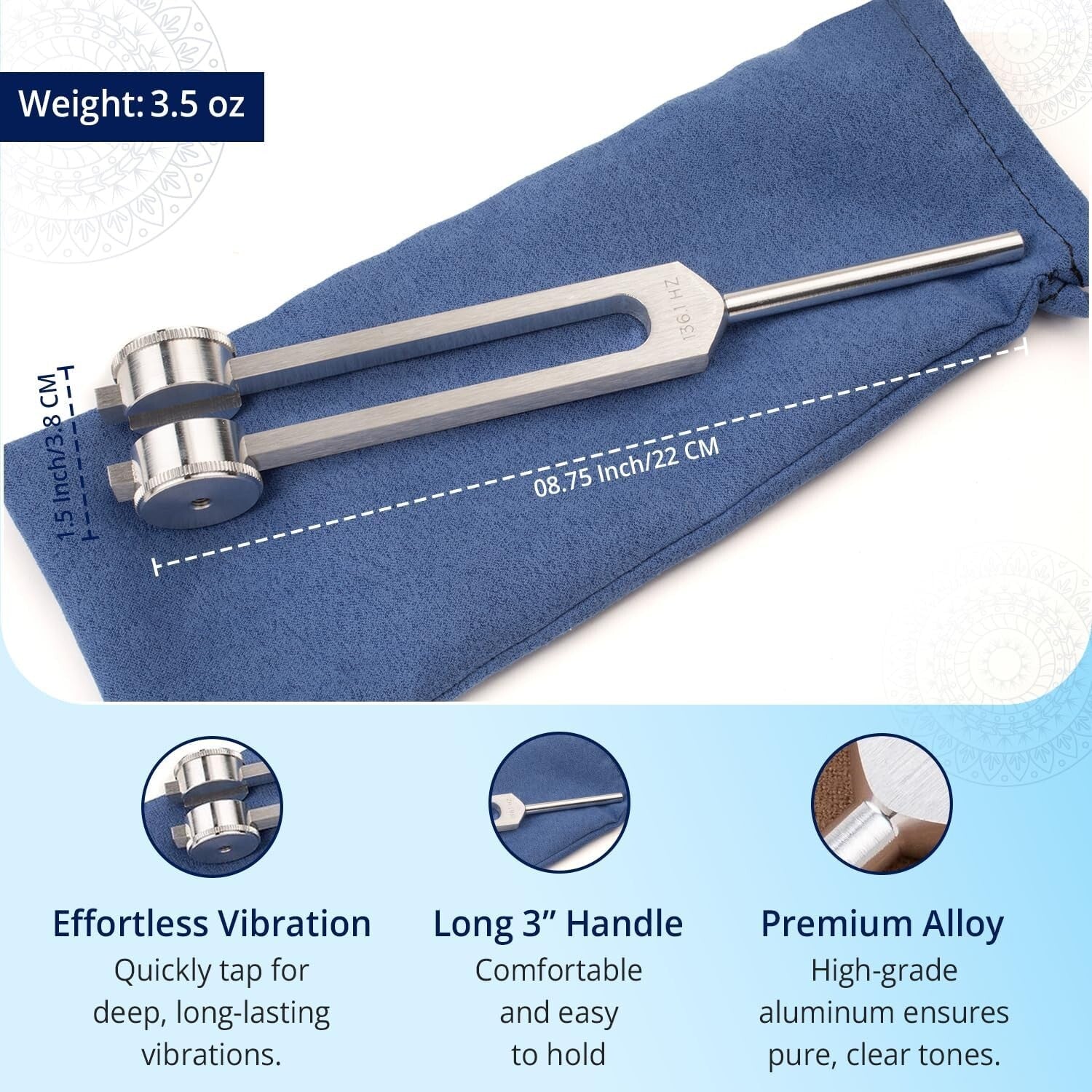 Om 136.1Hz Sound Healing Tuning Fork - Perfect for Stress Relief and Meditation