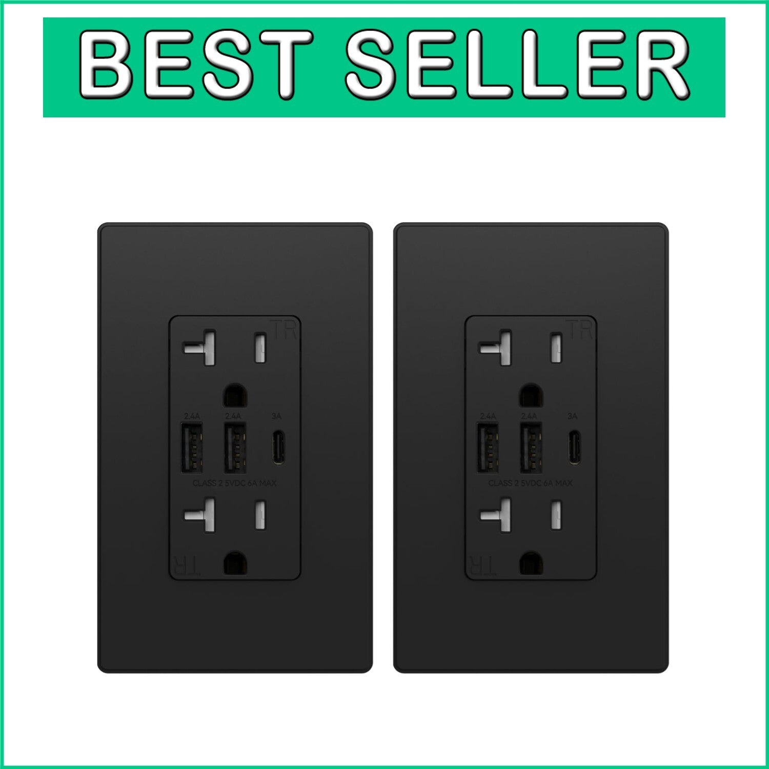 Durable and Dual-USB Wall Outlet with 3 Ports, Perfect for Home Devices - 2 Pack