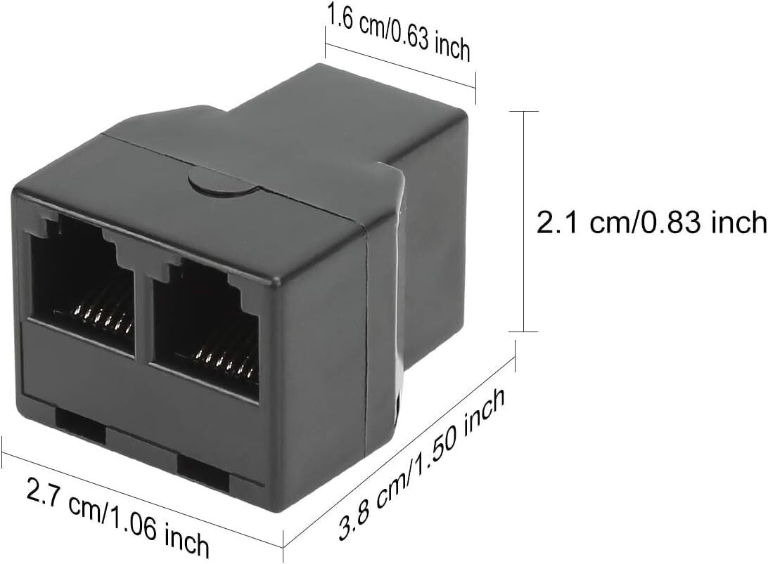50 Pack RJ12 6P6C Female-to-Female Telephone Line Splitters - Clear Connection