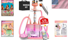 Load image into Gallery viewer, Rose Gold 2 Hose Hookah Set with LED Base - Stunning Smoke &amp; Flavor Experience