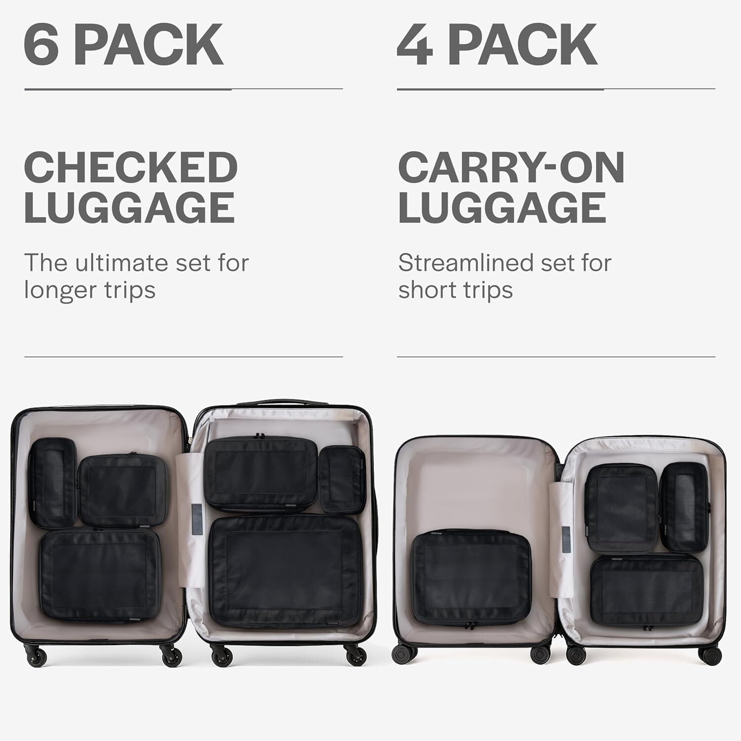 Durable Nylon Packing Cubes - Lightweight 6-Pack Luggage Organizers for Travel