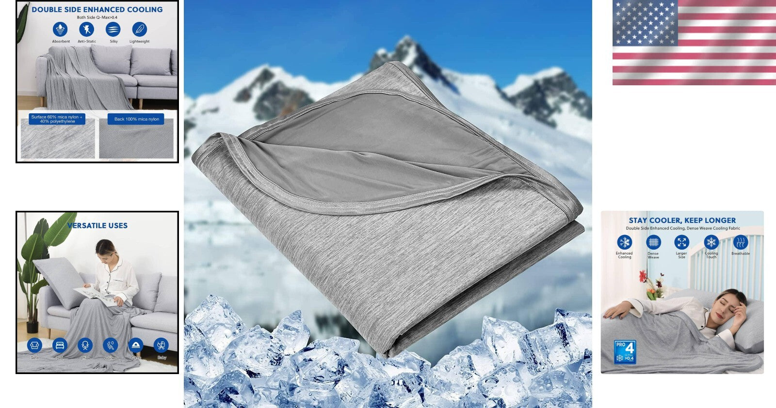 Ultra-Soft Cooling Blanket for Camping & Travel - Easy Care & Lightweight