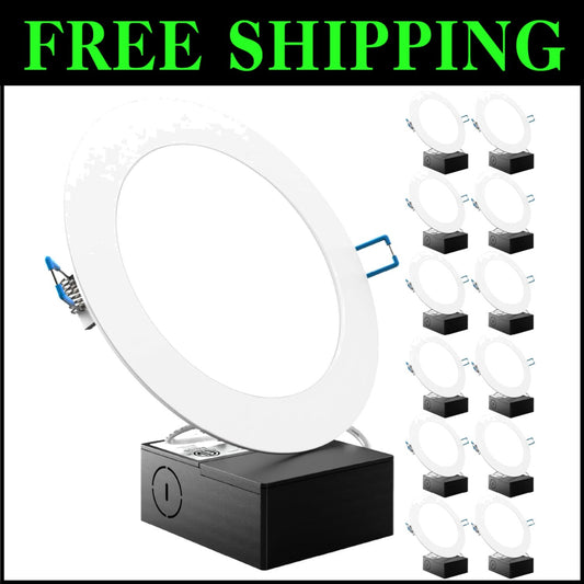 Sunco 12 Pack 6-Inch Dimmable LED Recessed Lighting, IC Rated for More Safety