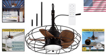 Load image into Gallery viewer, Quiet 20'' Outdoor Ceiling Fan with 3-Color Lighting – Remote Control for Patios
