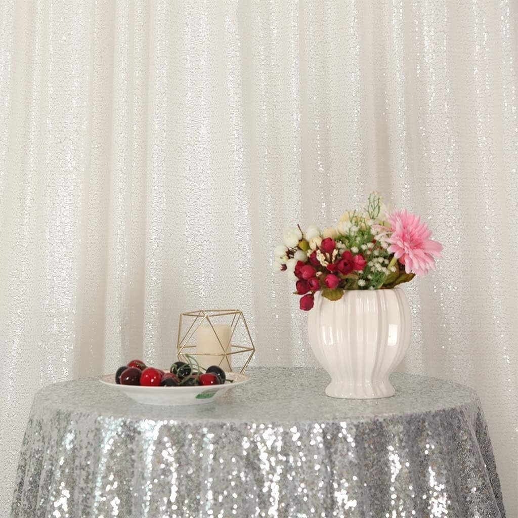 Elegant 8x8 Ft White Sequin Background - Ideal for Birthday & Wedding Decor