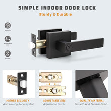 Load image into Gallery viewer, Durable Zinc Alloy Matte Black Door Handles - 4 Pack for Bedrooms &amp; Bathrooms