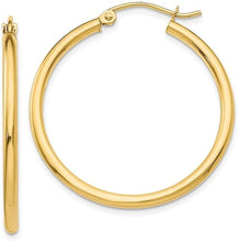 Load image into Gallery viewer, Shiny 14K Yellow Gold Hoop Earrings - Gift-Ready &amp; Available in Multiple Sizes