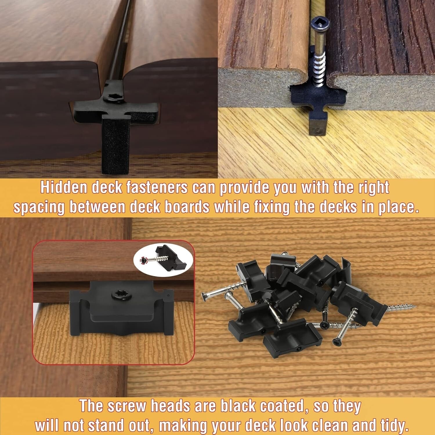 Universal Hidden Deck Fasteners - 900 Clips with Stainless Steel Screws for 5...