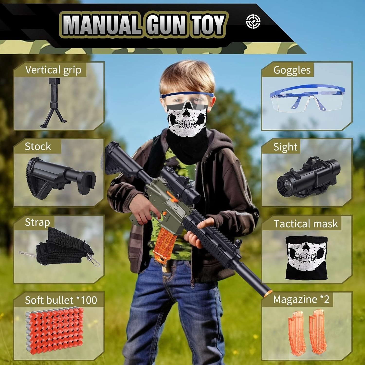 Complete Foam Blaster Set: Sniper Rifle with Scope & 100 Bullets for Teens