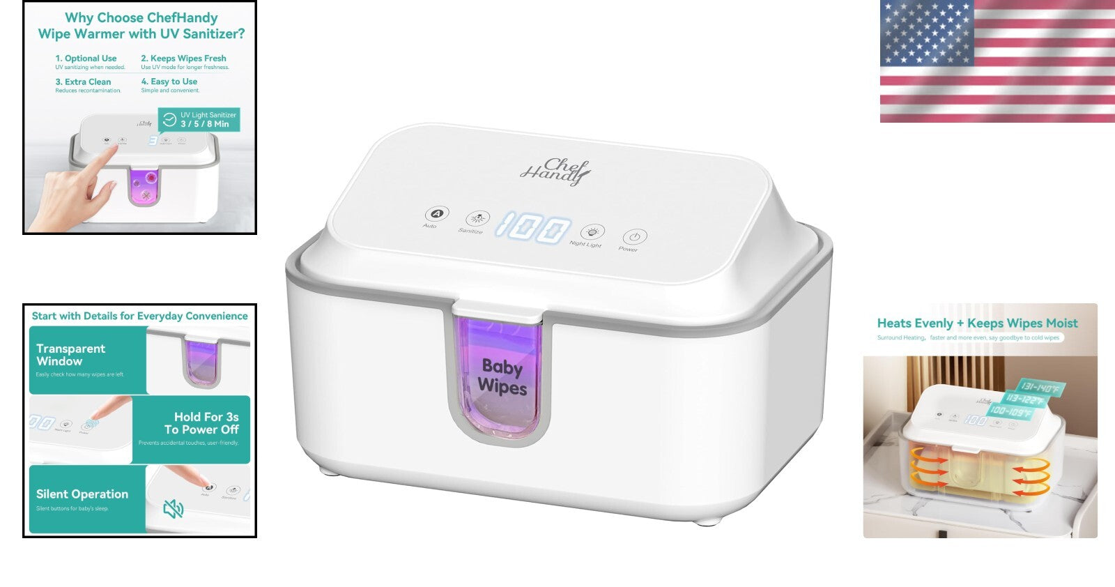 Diaper Wipe Warmer with Three Heating Modes - 100 Wipe Capacity & Easy Use