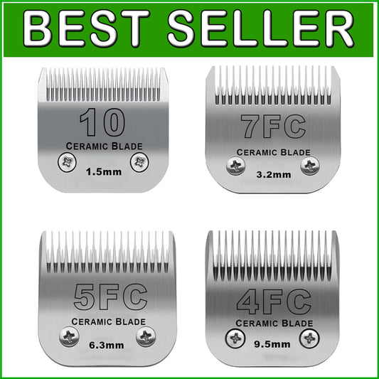 Versatile Dog Clipping Blades Compatible with Popular Clippers - Sizes 10 to 4FC