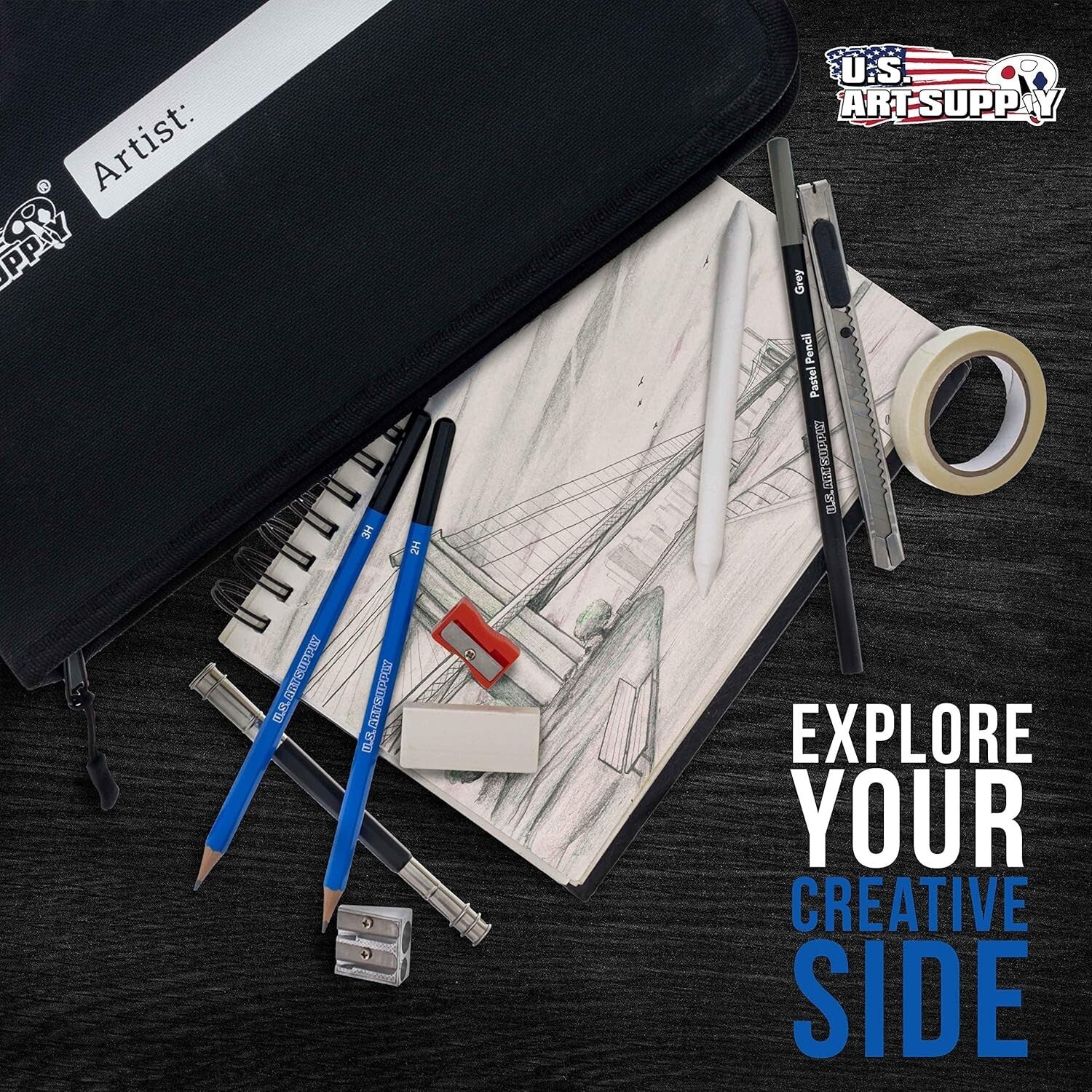 54-Piece Sketching Set in Pop-Up Carry Case - Ideal for Passionate Artists