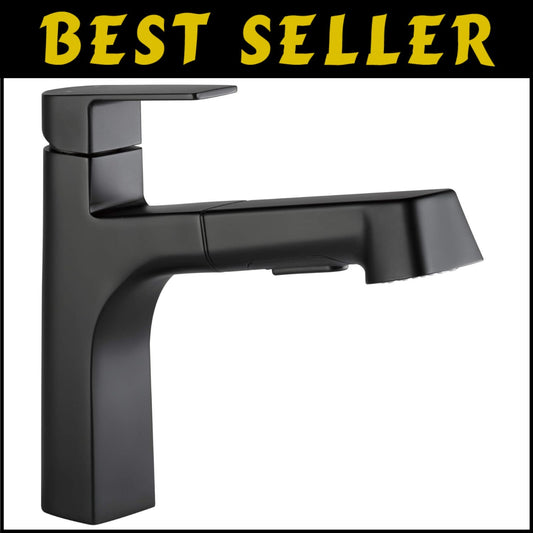Single Handle Deck Mount Kitchen Faucet - Pull-Out Sprayer in Black
