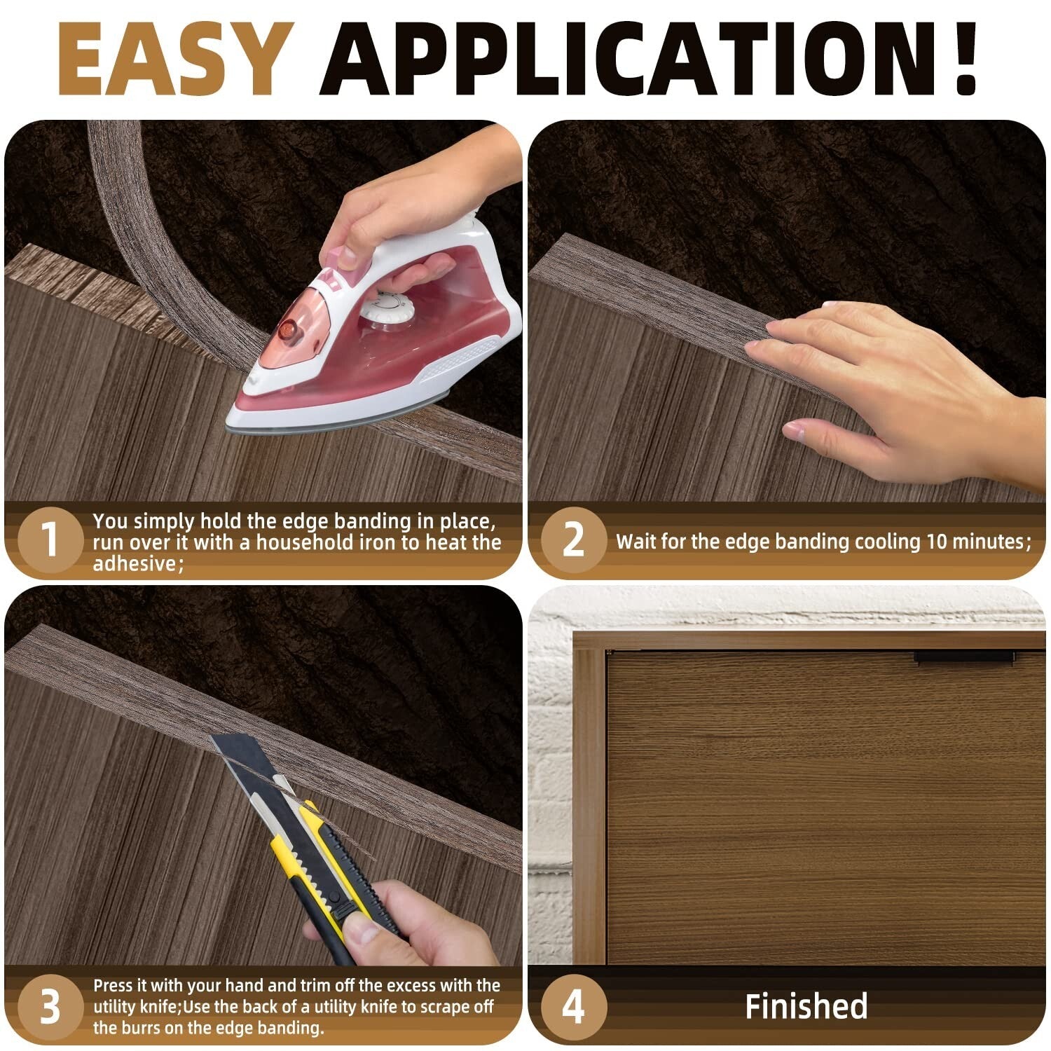 2'' x 250ft Pre-Glued S-Walnut Veneer Edge Banding - Quality Furniture Solution