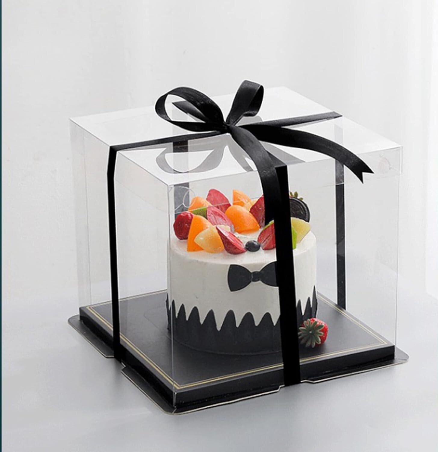 Elegant Clear Cake Packaging - 6 Tall Boxes, Ideal for Weddings & Parties