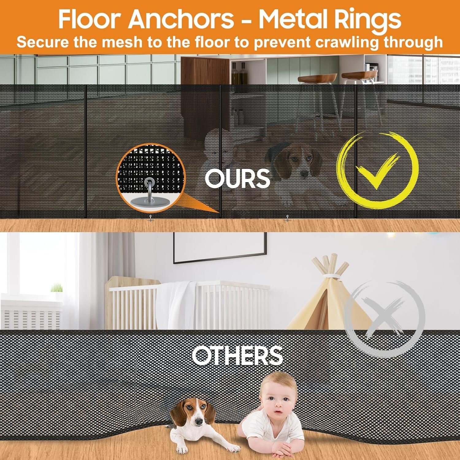 Scratch-Resistant 160" Retractable Baby Gate - Extra Tall for Secure Home Safety