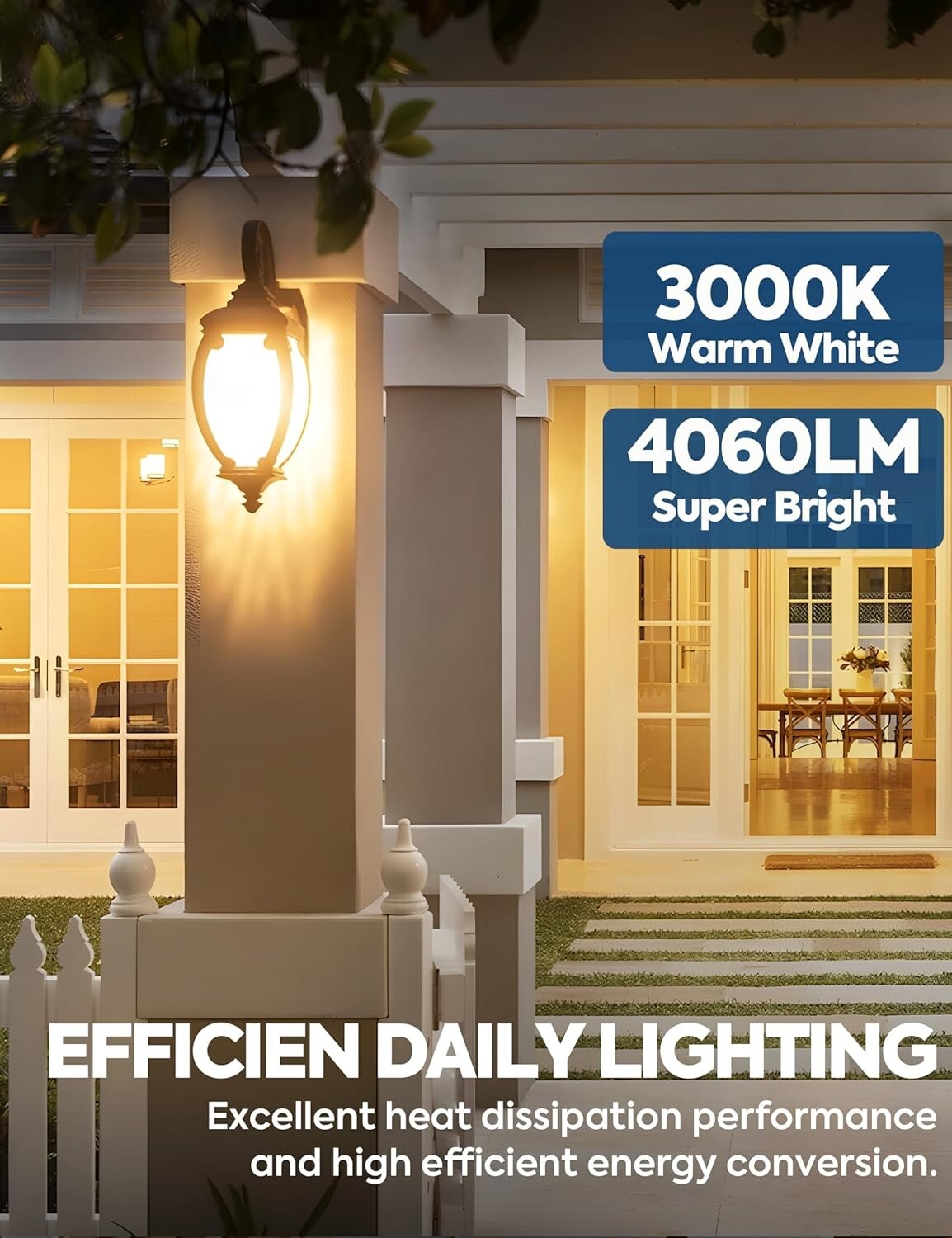 Energy-Efficient 4060LM LED Light Bulb, 33W, 3000K Warm White - Pack of 4