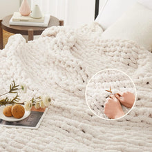 Load image into Gallery viewer, Breathable and Soft Chunky Knit Chenille Throw Blanket - Elegant Ivory 80''x90''