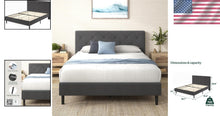 Load image into Gallery viewer, Stylish Full Platform Bed Frame - Woven Fabric Upholstery &amp; Strong Support
