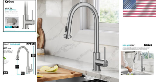 Contemporary ADA-Compliant Pull-Down Faucet with Spot-Free Stainless Finish