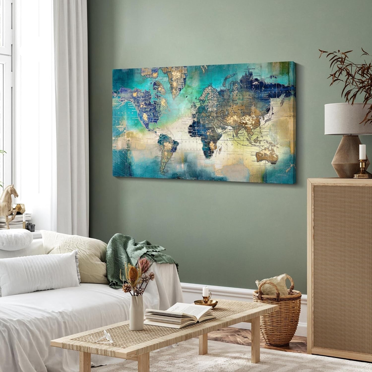 Captivating 24x48 World Map Canvas Wall Art - Perfect for Living Room & Office
