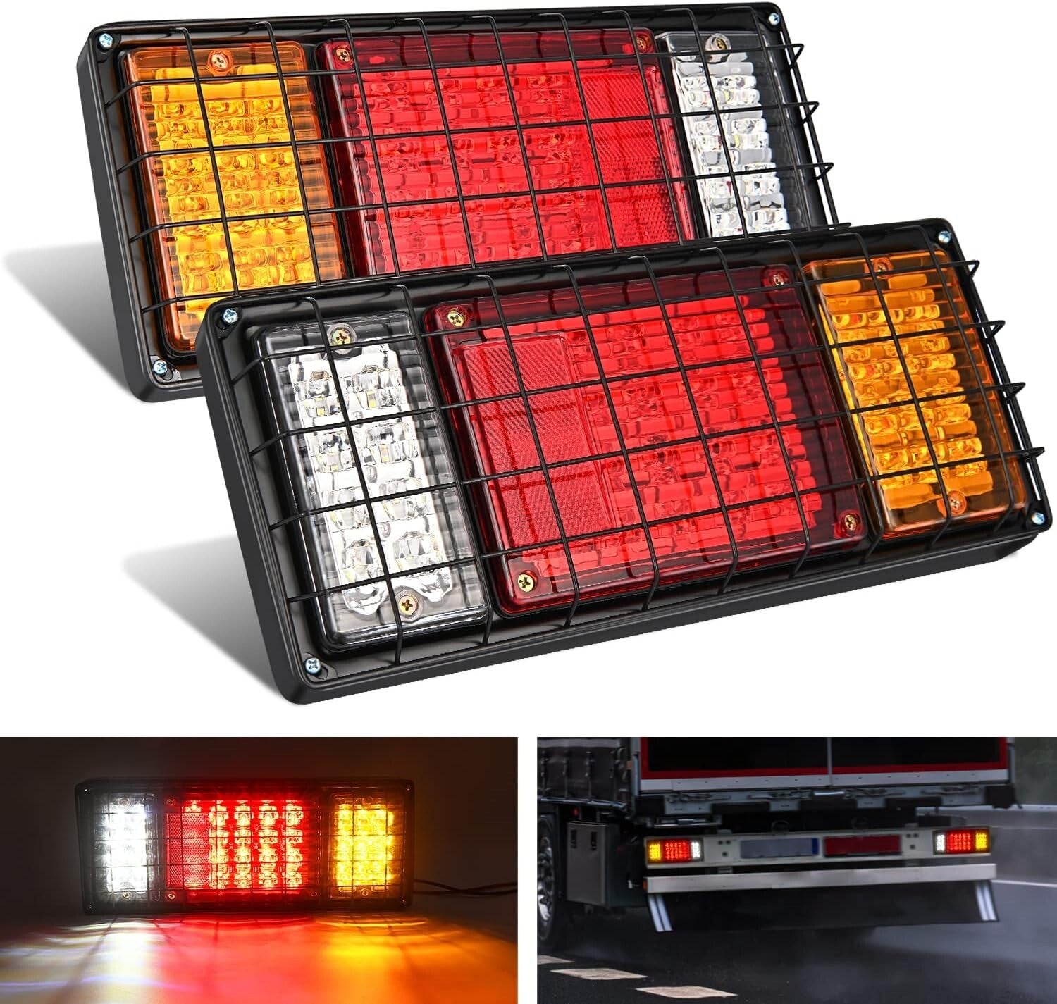 40 LED Waterproof Trailer Tail Light Kit - Clear Lens, Chrome Finish for 10-30V