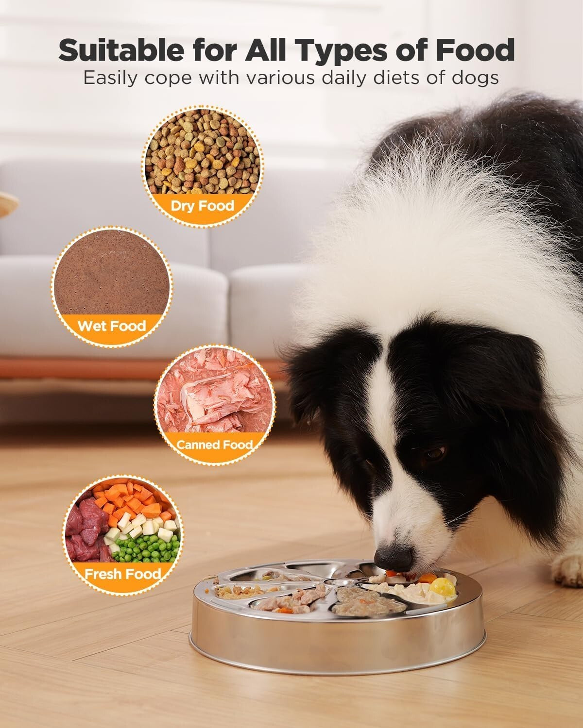 Stainless Steel Slow Feeder Bowls for Dogs - 5 Cups Capacity - Easy to Clean