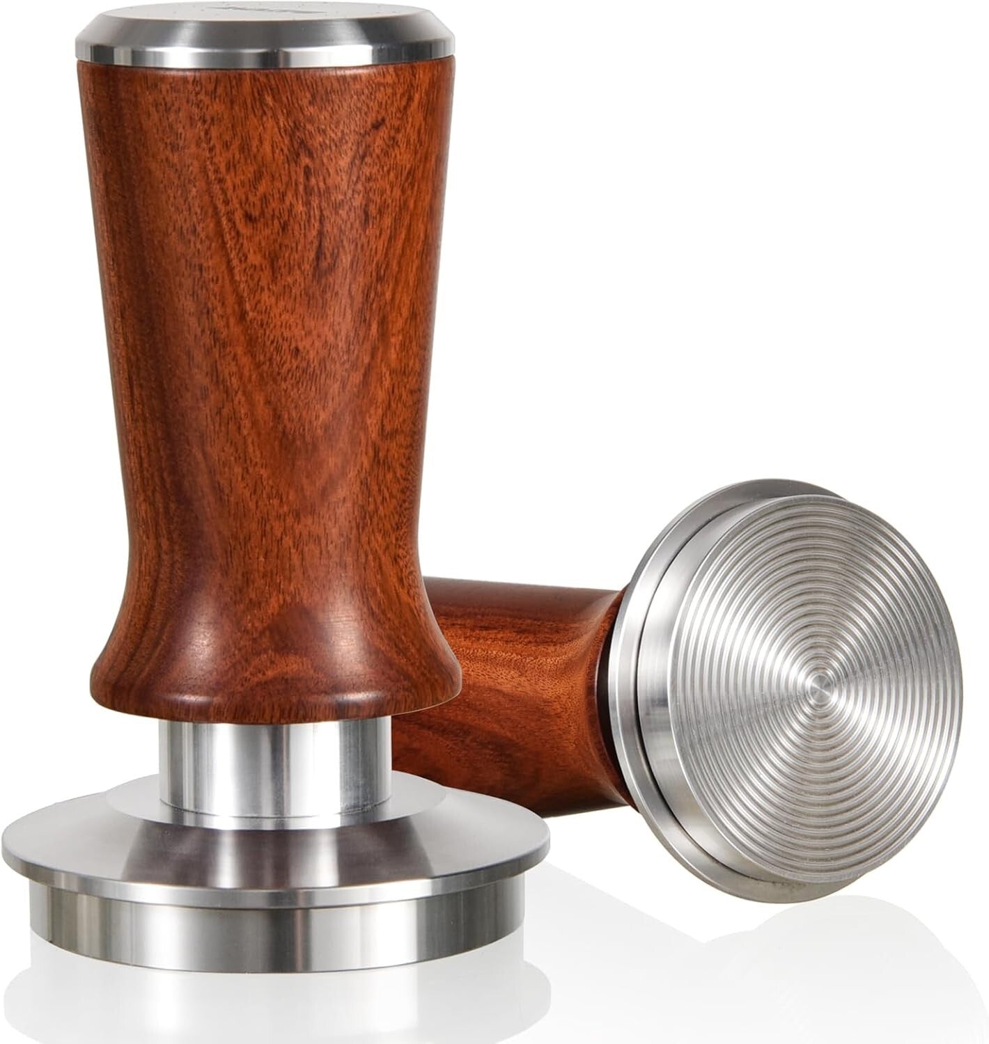 Elegant 58.5mm Espresso Hand Tamper with Durable Ripple Base & Rosewood Handle
