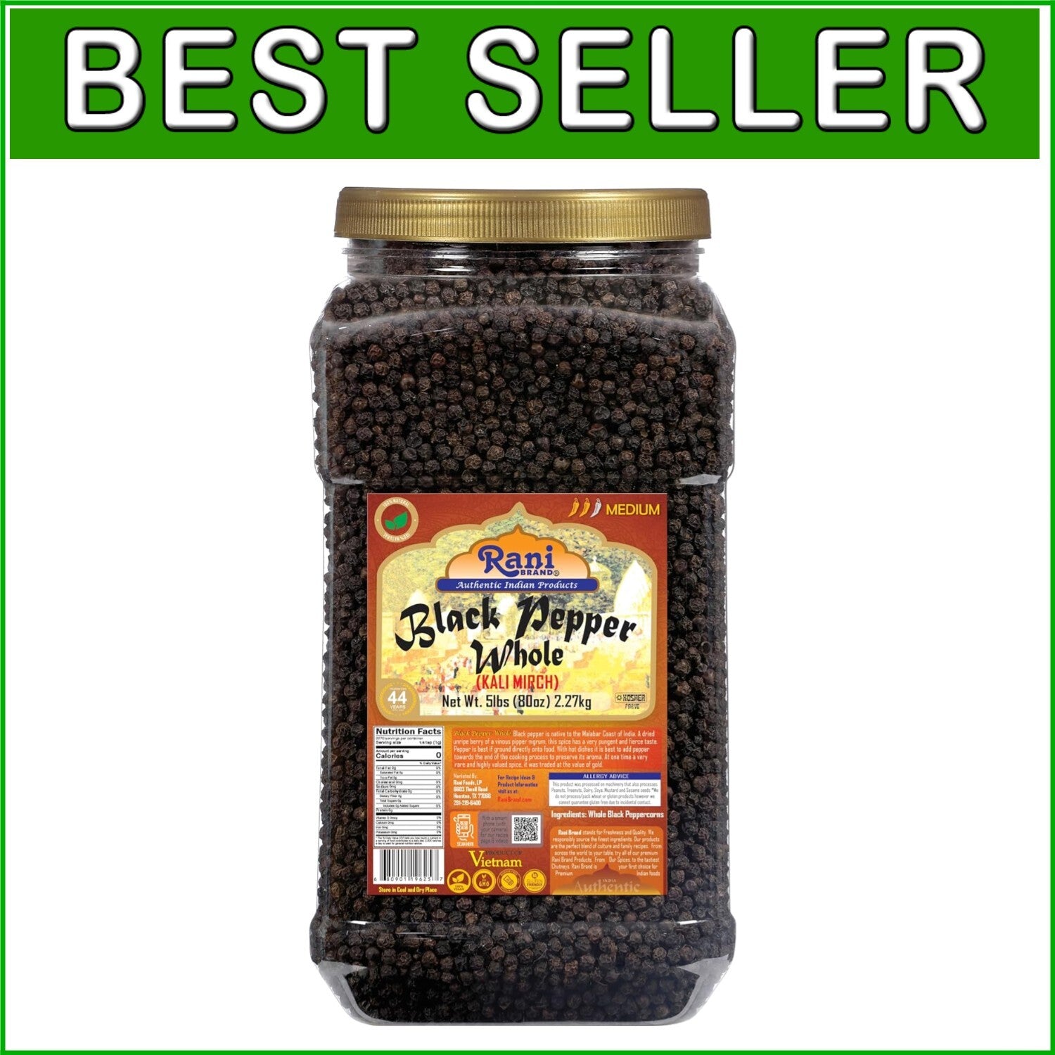 80oz MG-1 Gourmet Black Pepper Whole Peppercorns - All Natural & Gluten Friendly