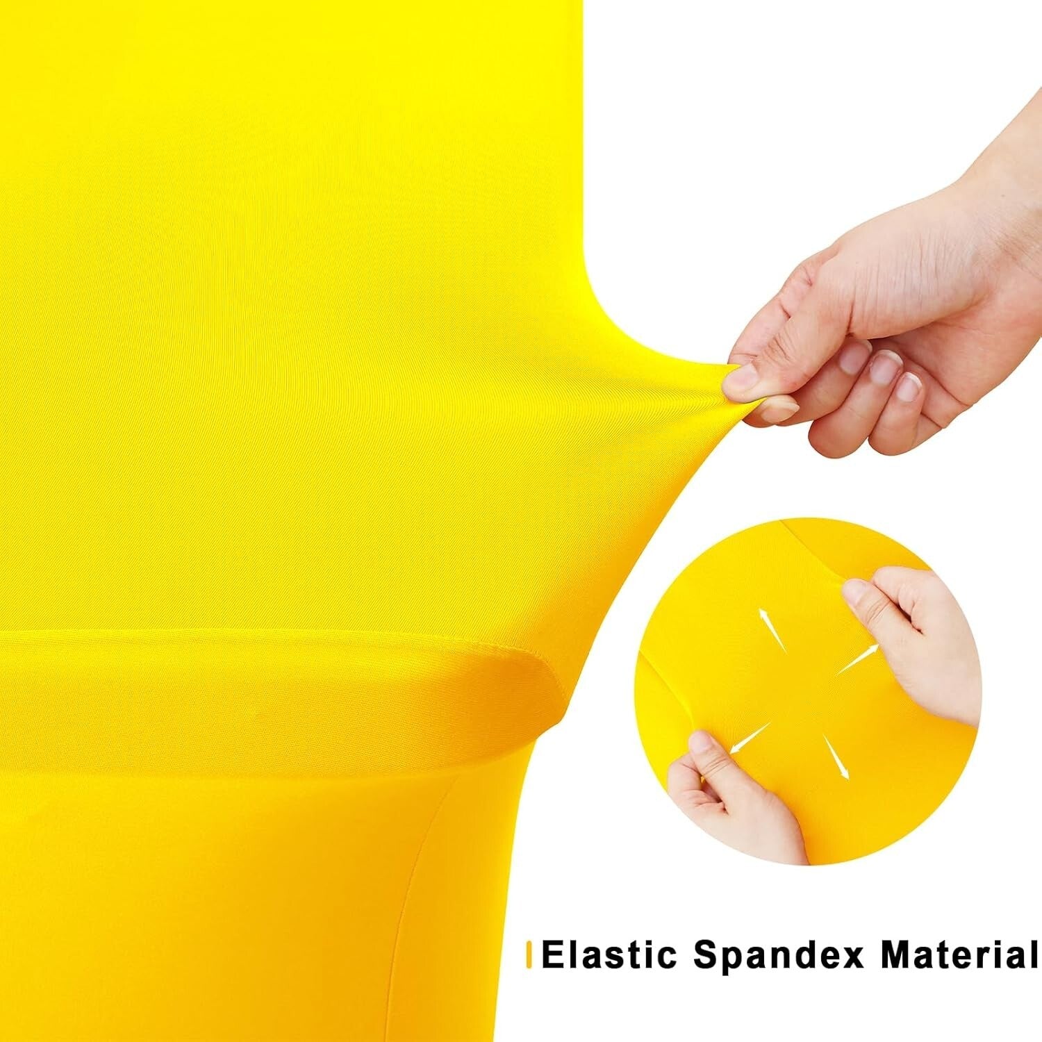 8FT Elastic Fitted Table Covers - 2 Pack Yellow Spandex for Weddings and Parties