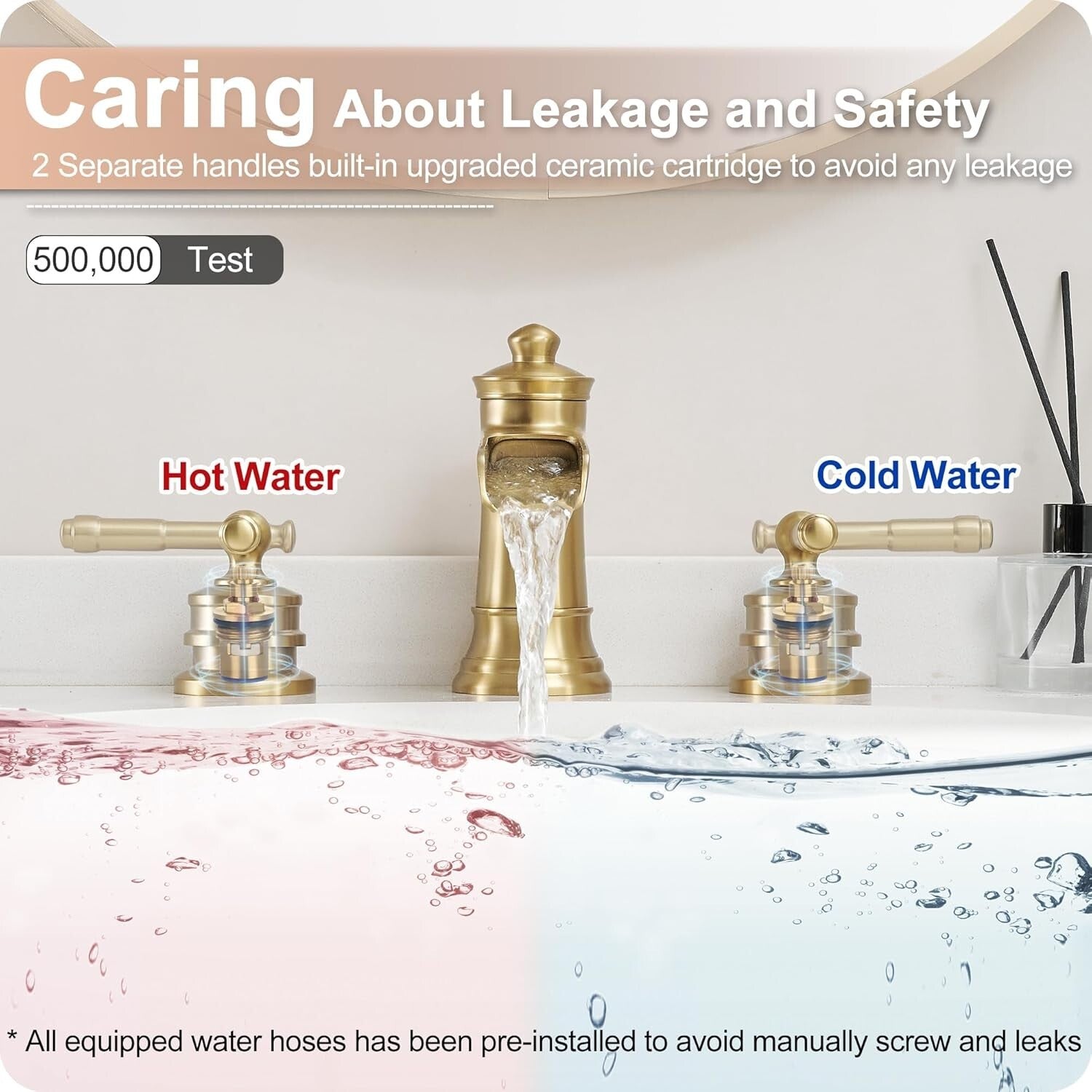 Elegant Gold Bathroom Faucet with Waterfall Spout - 4-16 Inch Widespread Design