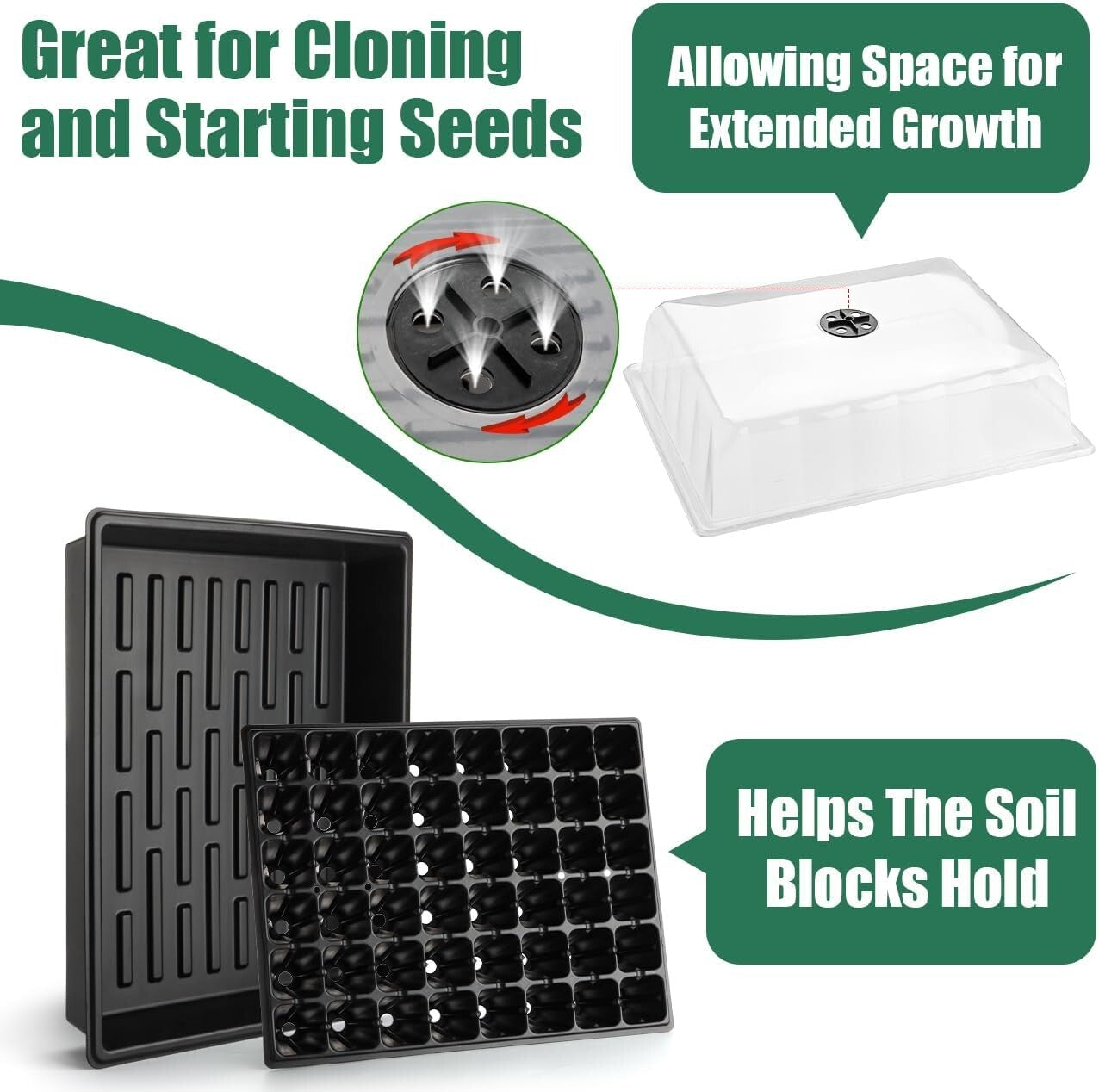 Heavy-Duty 5-Pack Seed Starter Trays with Leak-Proof Dome for Indoor/Outdoor Use