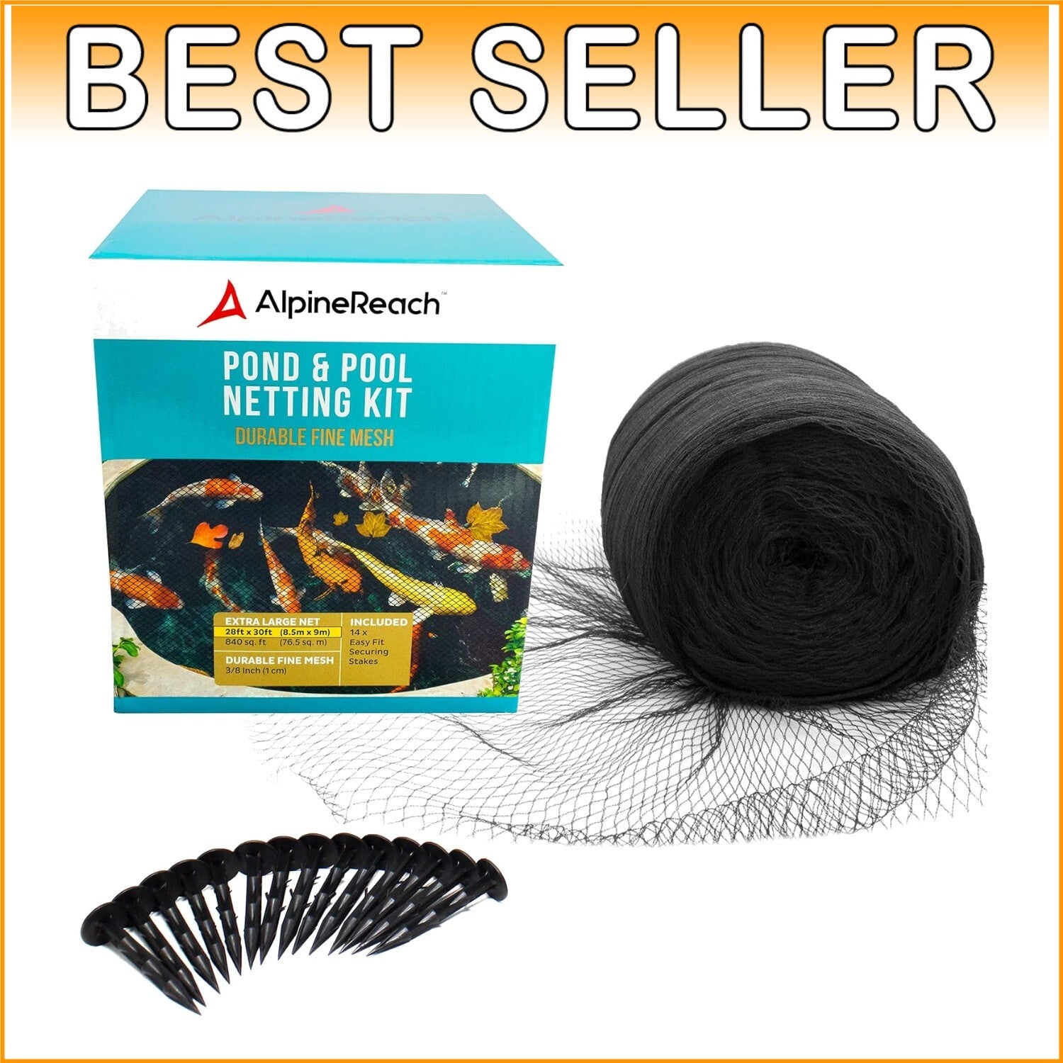 Premium Koi Pond Netting Kit 28x30 ft - Heavy Duty Mesh for Fish Protection