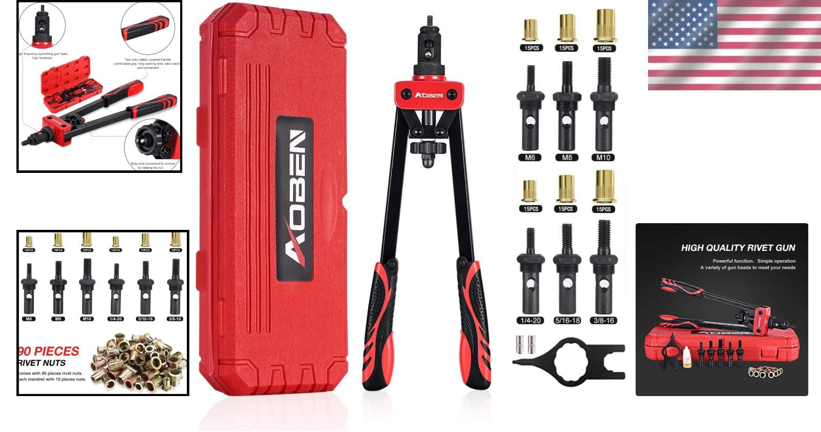 Heavy-Duty 14" Rivet Nut Tool - Quick Change, Durable Design & Full Accessories