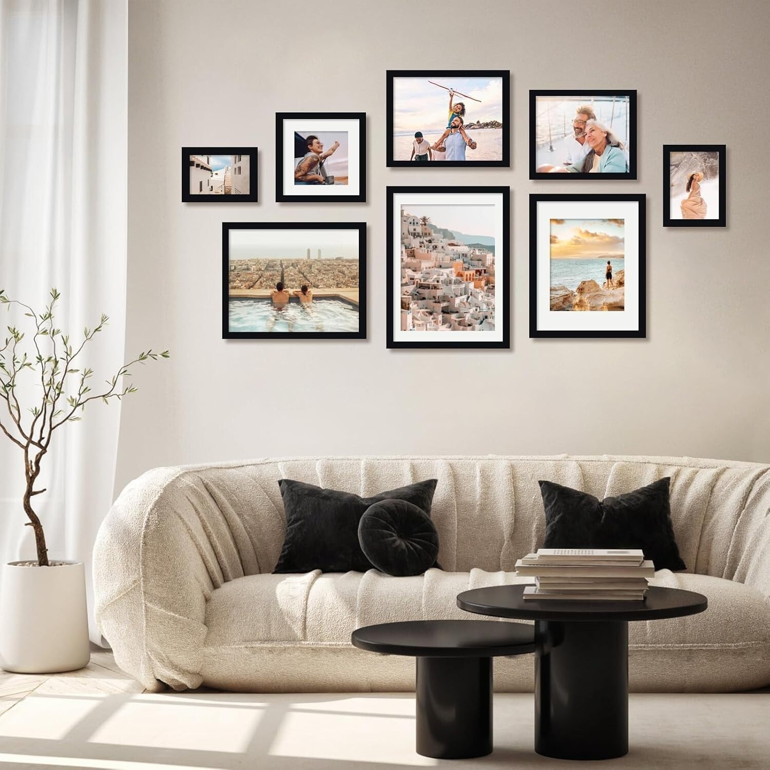 Elegant 11x14 Solid Wood Picture Frames 4PCS with Plexiglass Cover - Black