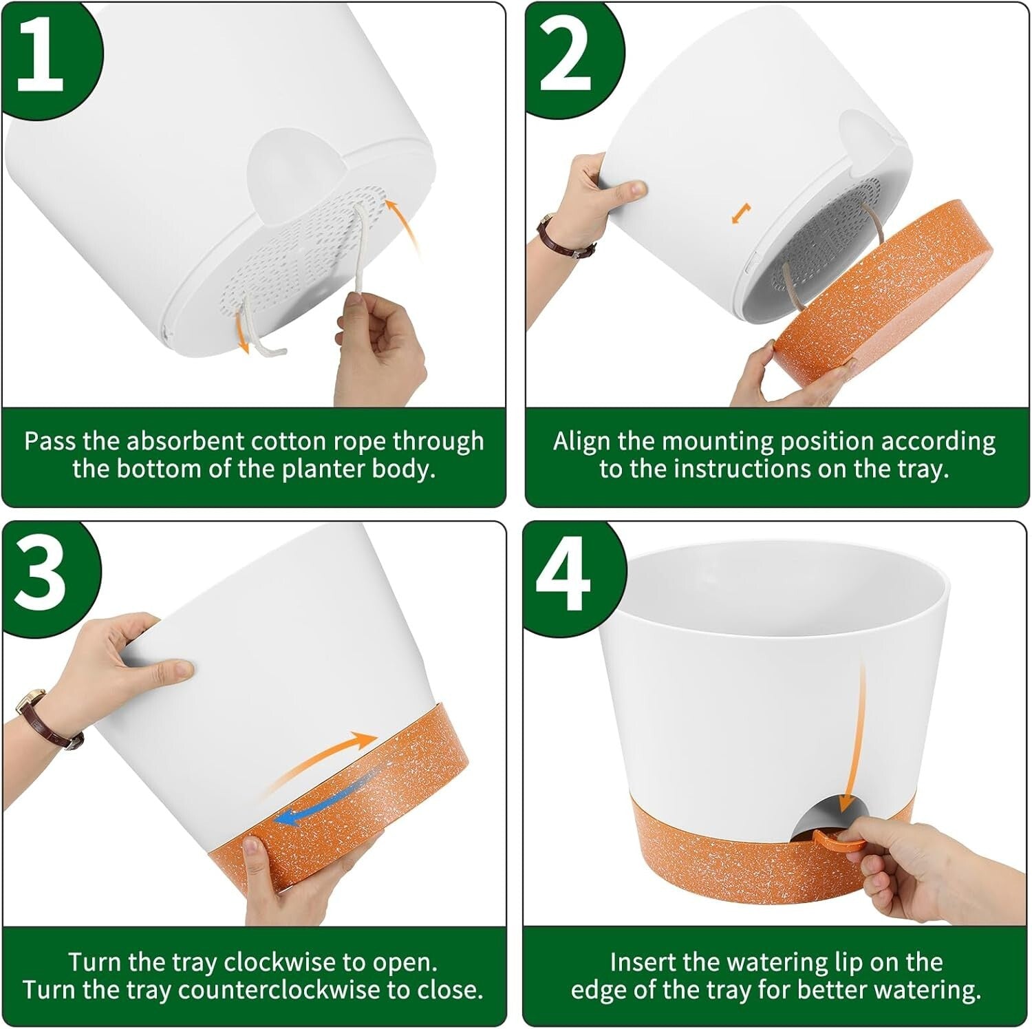 Elegant Matte White Planters - 12-Inch Self-Watering Flower Pots with Reservoir