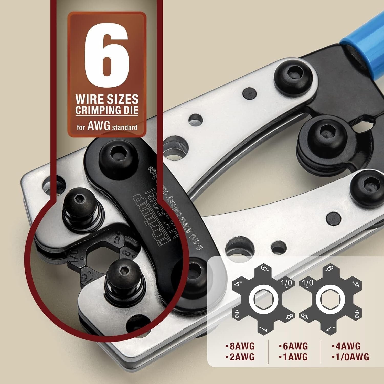 All-in-One Battery Cable Crimper & Stripper with Carrying Case - 34 Piece Set