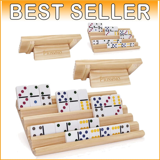 Set of 4 Wooden Domino Racks with Adjustable Stand - Ideal for Mexican Train