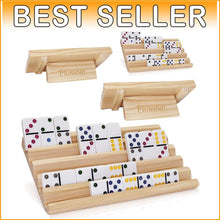 Load image into Gallery viewer, Set of 4 Wooden Domino Racks with Adjustable Stand - Ideal for Mexican Train