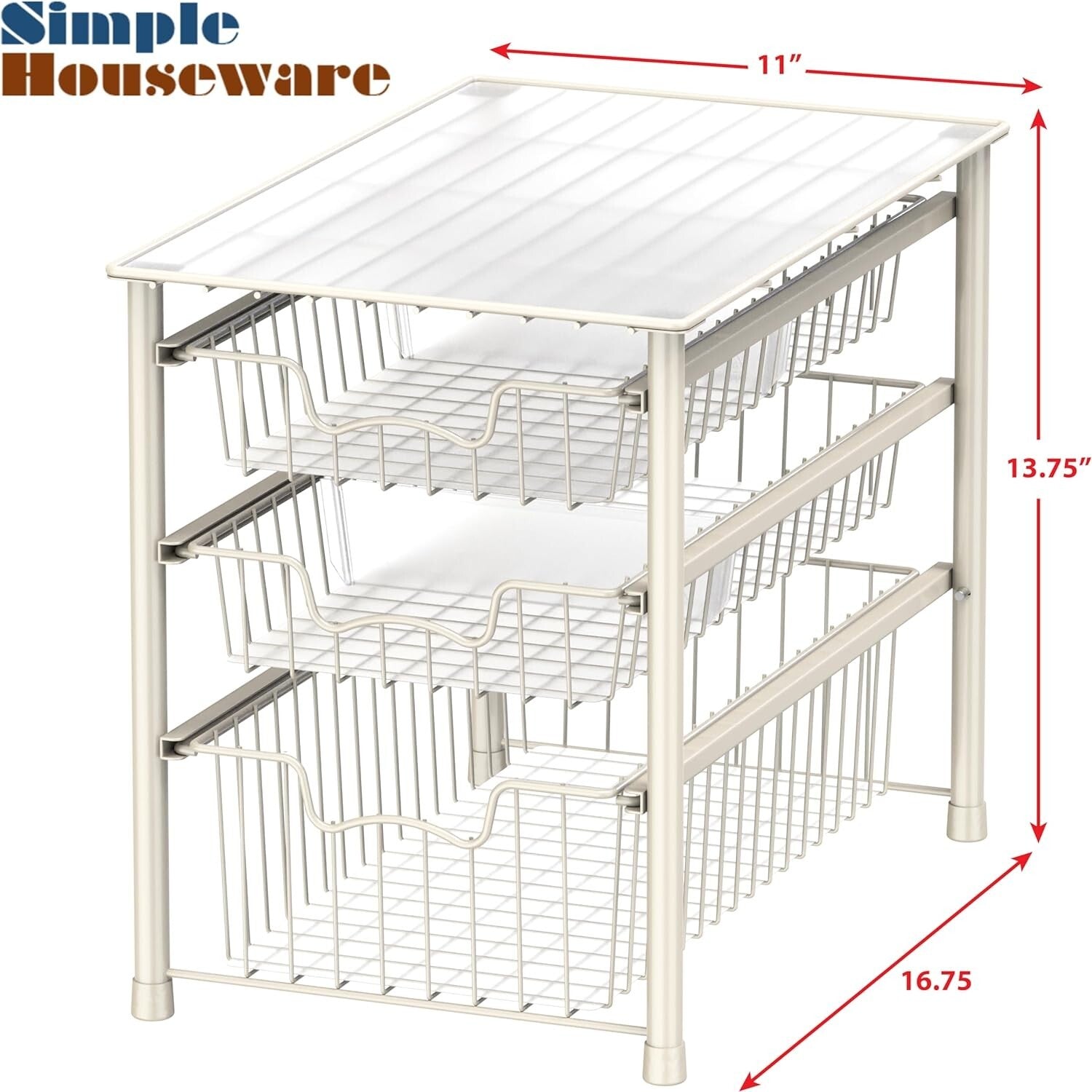 Stylish White 3-Tier Sliding Basket Drawer – Perfect for Maximizing Small Areas