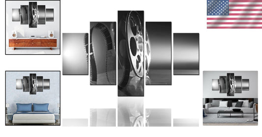 Cinematic 5 Piece Wall Art Set - Glossy Vintage Film Canvas for Home Theaters