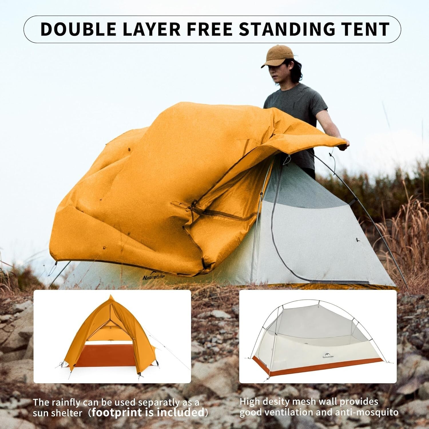 Lightweight 2 Person Tent with High Ventilation - Perfect for Hiking and Camping