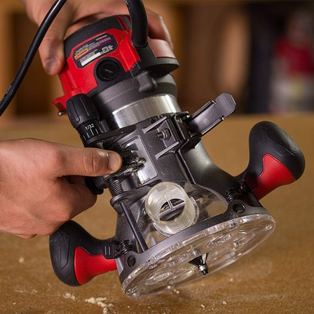 Ergonomic 10 Amp Corded Router with Dust Extraction and Micro-Depth Control