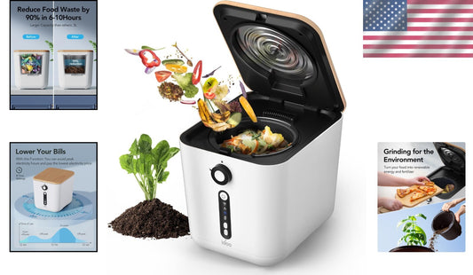 Electric Kitchen Composter - 3L Countertop Bin, Odorless & Child-Safe Design