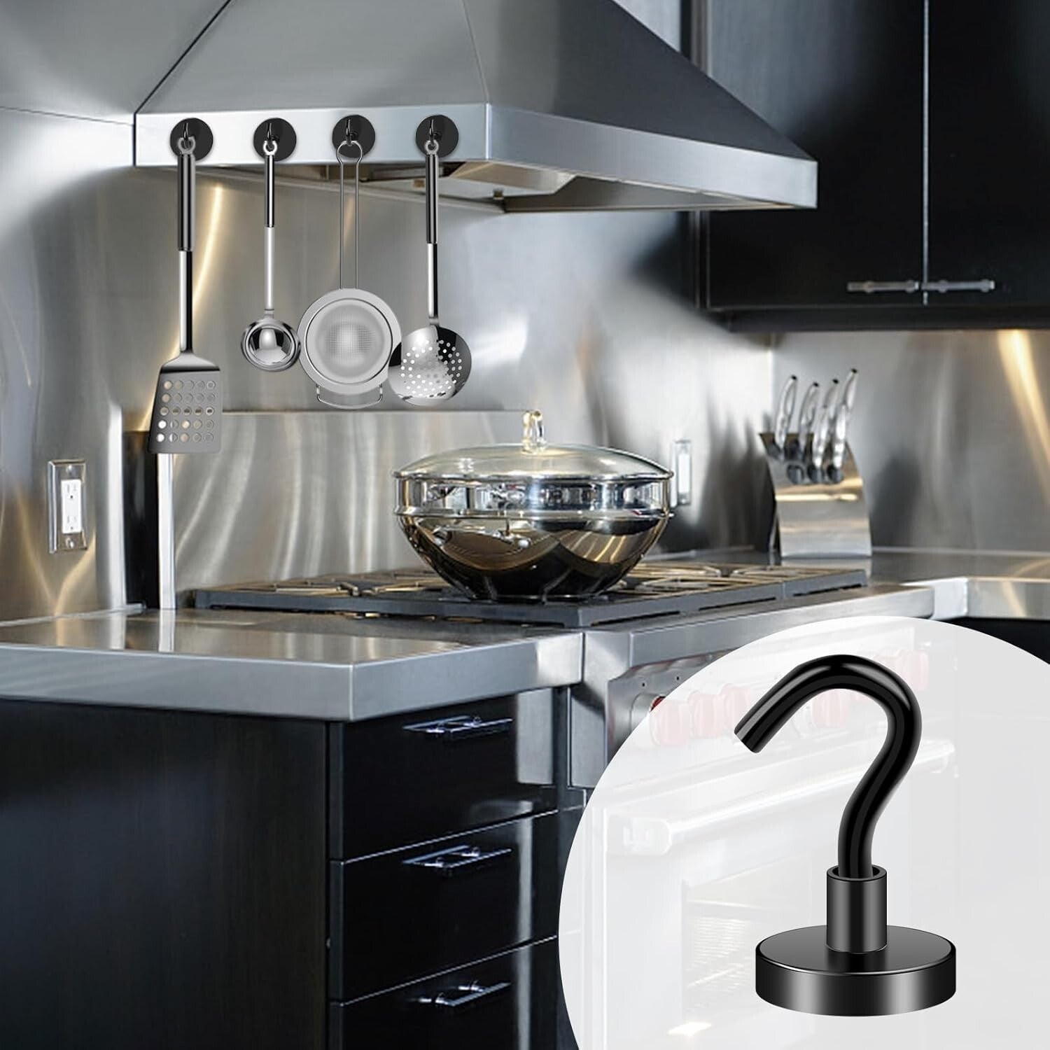 Easy Assemble Magnetic Hooks - 25LB Capacity, Maximize Space with 120 Pieces